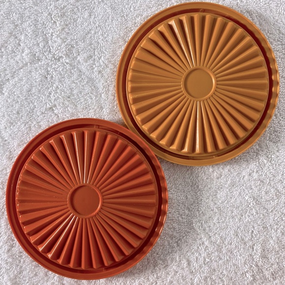 Vintage Tupperware Orange Yellow Servalier Stacking Bowls With Lids 4pcs - Picture 9 of 15